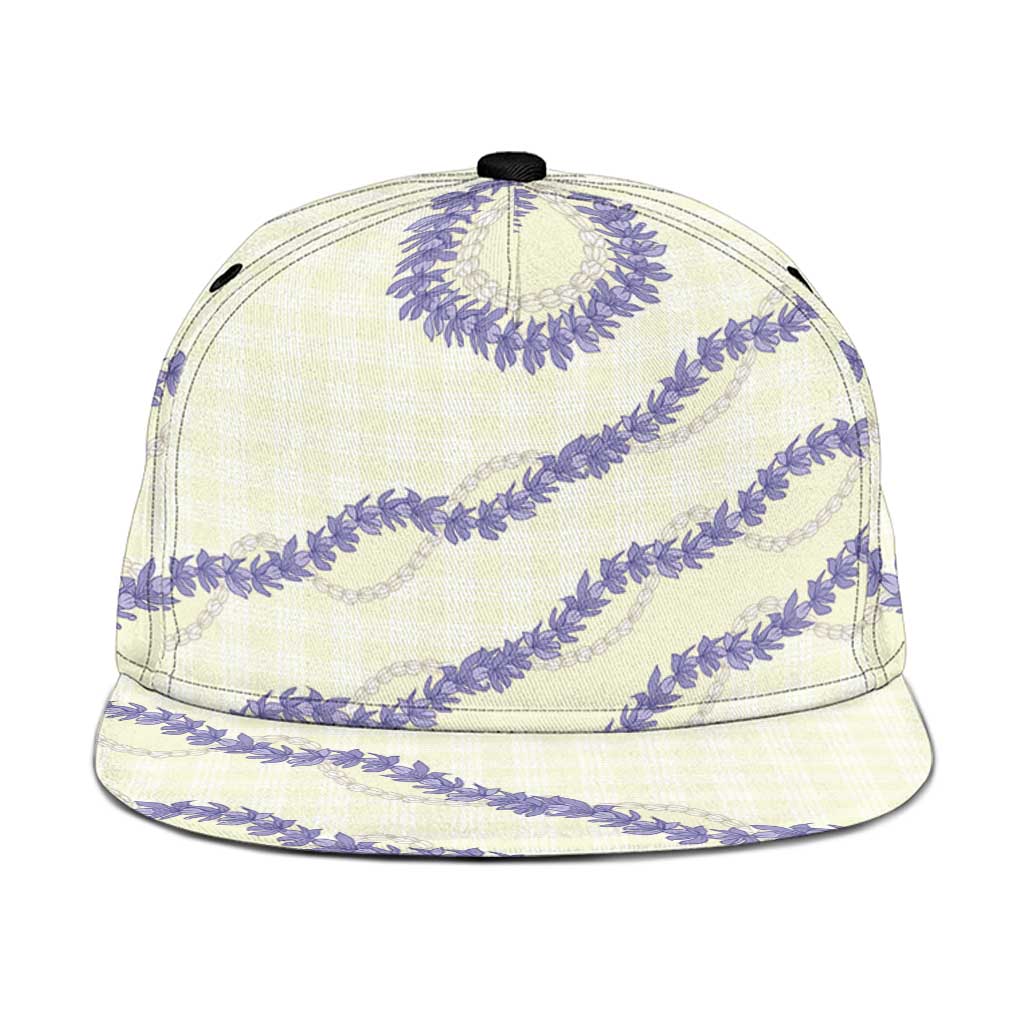 Hawaii Honohono Palaka Motifs Snapback Cap Hawaiian Orchid Lei LT14 One Size Cream - Polynesian Pride
