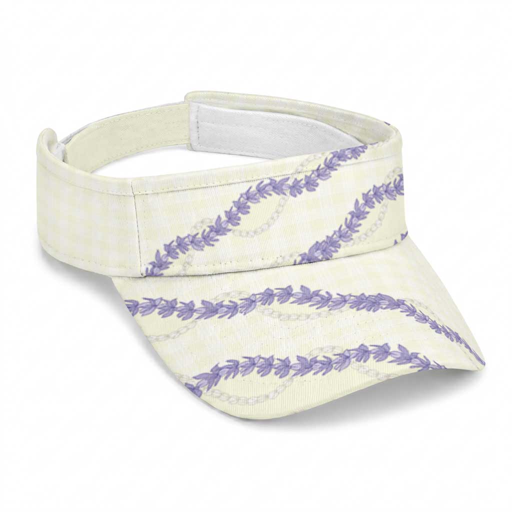 Hawaii Honohono Palaka Motifs Sun Visor Cap Hawaiian Orchid Lei LT14 Universal Fit Cream - Polynesian Pride