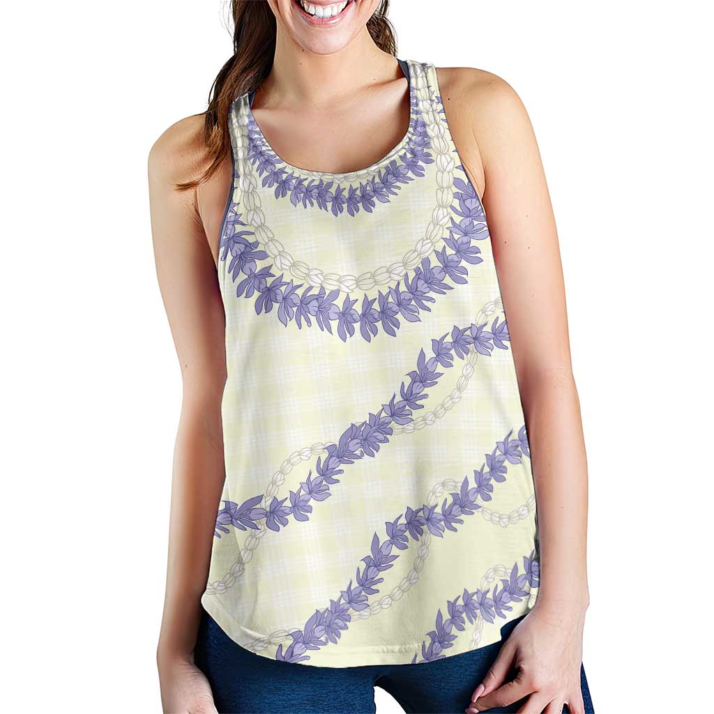 Hawaii Honohono Palaka Motifs Women Racerback Tank Hawaiian Orchid Lei LT14 - Polynesian Pride
