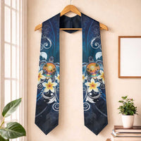Hawaii Honu Graduation Stole Polynesian Curves Plumeria LT05 One Size Navy - Polynesian Pride