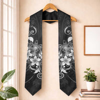 Hawaii Honu Graduation Stole Polynesian Curves Plumeria Grayscale LT05 One Size Black - Polynesian Pride
