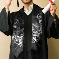 Hawaii Honu Graduation Stole Polynesian Curves Plumeria Grayscale LT05 - Polynesian Pride