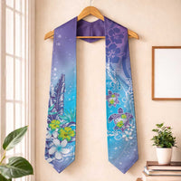 Hawaii Honu Graduation Stole Tropical Flowers Purple Gradient LT05 One Size Purple - Polynesian Pride