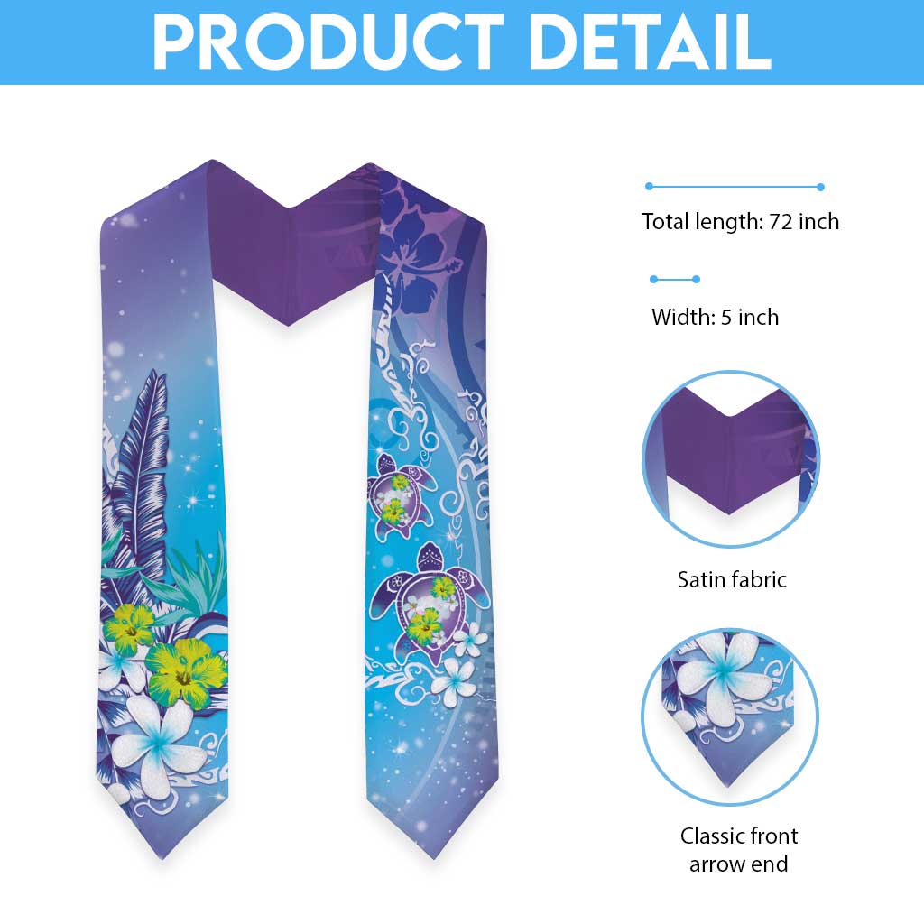 Hawaii Honu Graduation Stole Tropical Flowers Purple Gradient LT05 - Polynesian Pride