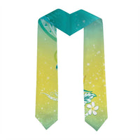Hawaii Honu Graduation Stole Tropical Flowers Turquoise Gradient LT05 - Polynesian Pride