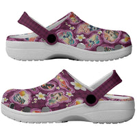 Hawaii Islands Map Design with Japanese Landscape Clogs Shoes Hawaiian Japan Fusion Art Pink Color