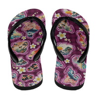 Hawaii Islands Map Design with Japanese Landscape Flip Flops Hawaiian Japan Fusion Art Pink Color LT03 - Polynesian Pride