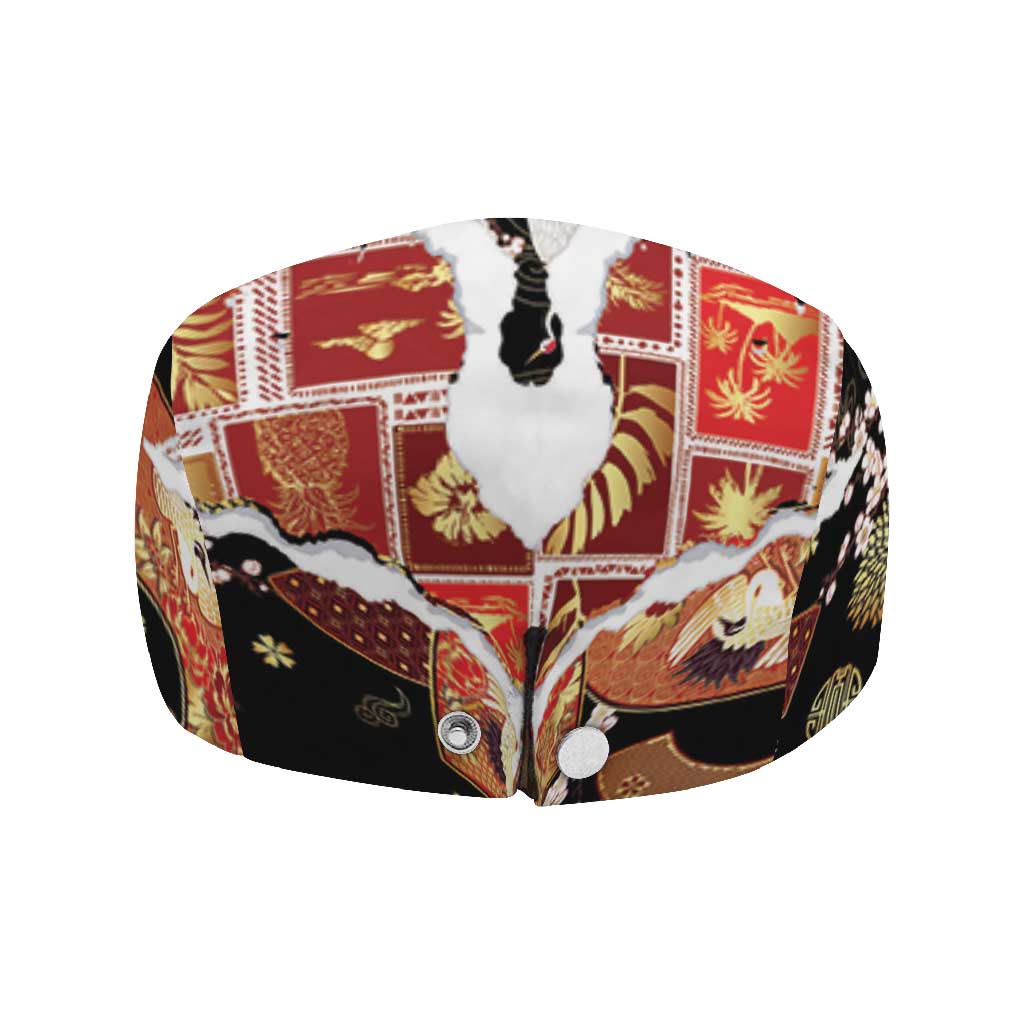 Hawaii Japanese Culture Black Jeff Hat Spring Cranes Aloha Pattern LT01 - Polynesian Pride