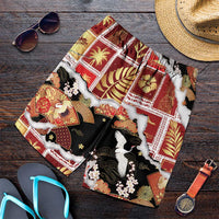 Hawaii Japanese Culture Black Shorts for Men Spring Cranes Aloha Pattern LT01 Black - Polynesian Pride