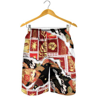 Hawaii Japanese Culture Black Shorts for Men Spring Cranes Aloha Pattern LT01 - Polynesian Pride