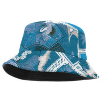 Hawaii Japanese Culture Blue Bucket Hat Spring Cranes Aloha Pattern