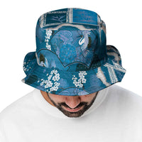 Hawaii Japanese Culture Blue Bucket Hat Spring Cranes Aloha Pattern