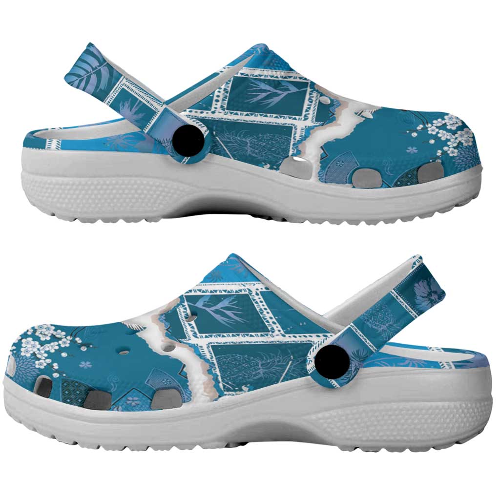 Hawaii Japanese Culture Blue Clogs Shoes Spring Cranes Aloha Pattern LT01 - Polynesian Pride