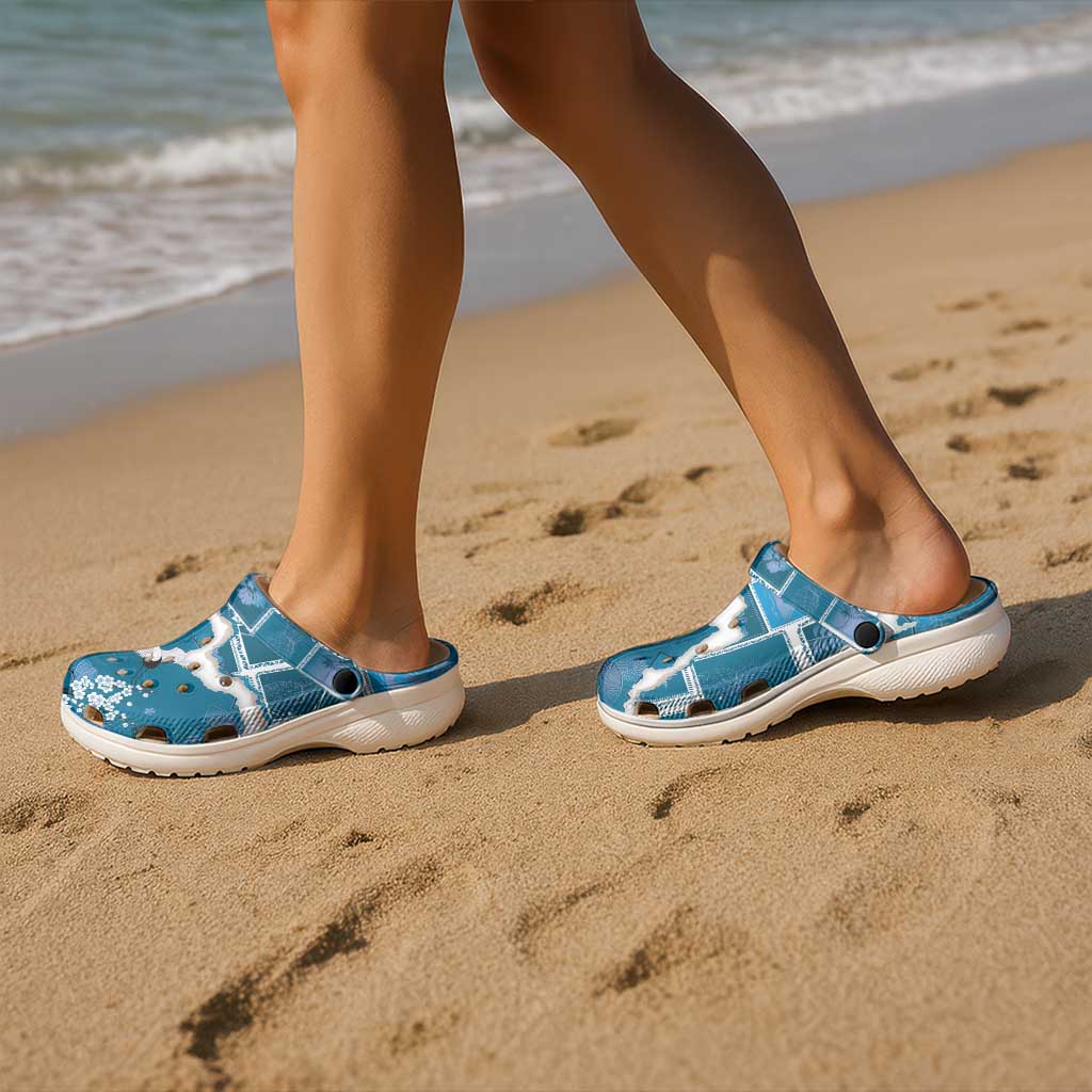 Hawaii Japanese Culture Blue Clogs Shoes Spring Cranes Aloha Pattern LT01 - Polynesian Pride
