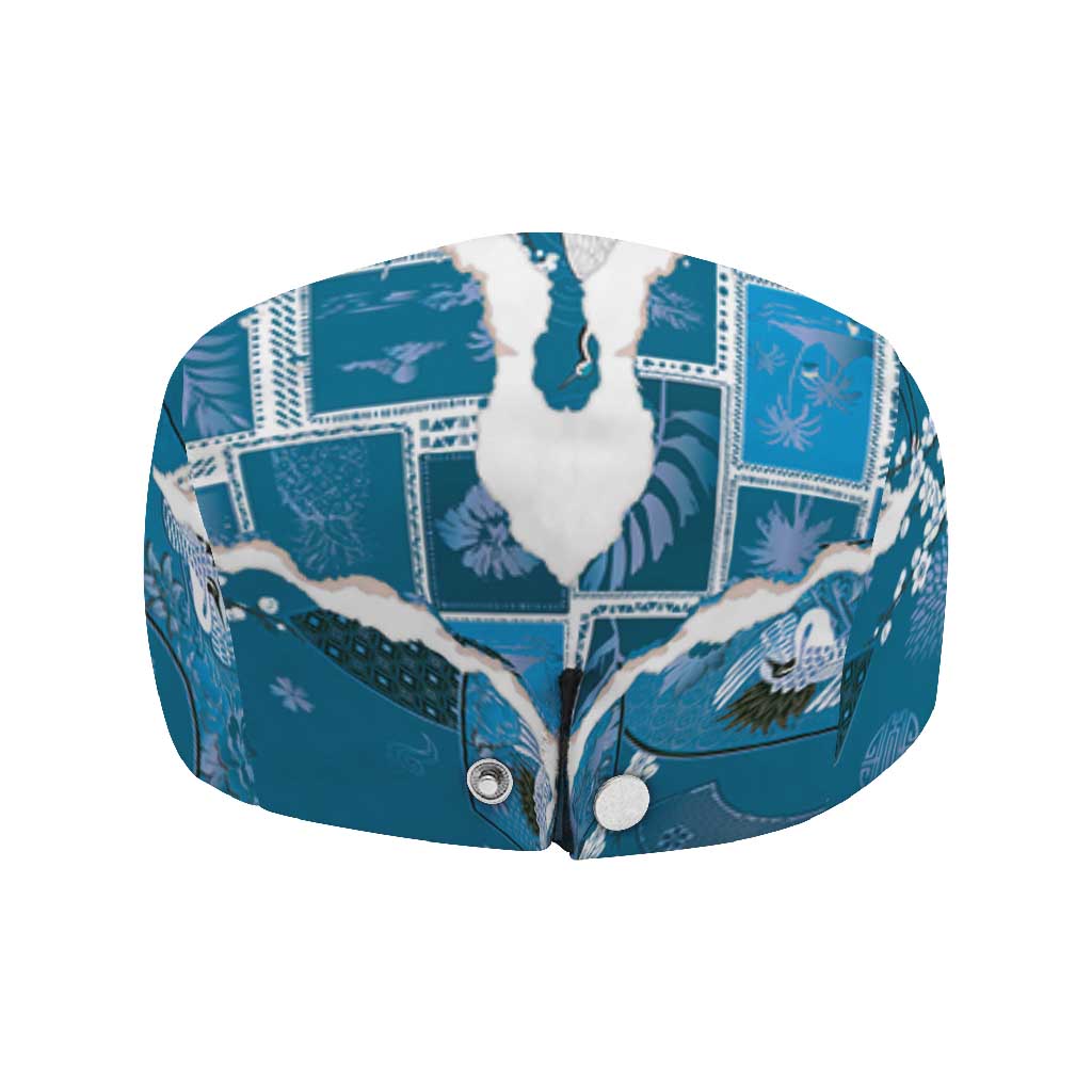 Hawaii Japanese Culture Blue Jeff Hat Spring Cranes Aloha Pattern LT01 - Polynesian Pride