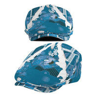 Hawaii Japanese Culture Blue Jeff Hat Spring Cranes Aloha Pattern LT01 - Polynesian Pride
