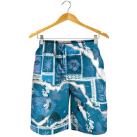 Hawaii Japanese Culture Blue Shorts for Men Spring Cranes Aloha Pattern