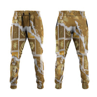 Hawaii Japanese Culture Gold Jogger Pants Spring Cranes Aloha Pattern LT01 Gold - Polynesian Pride