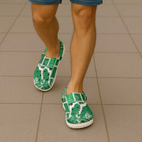 Hawaii Japanese Culture Green Clogs Shoes Spring Cranes Aloha Pattern LT01 - Polynesian Pride