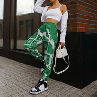 Hawaii Japanese Culture Green Jogger Pants Spring Cranes Aloha Pattern LT01 - Polynesian Pride