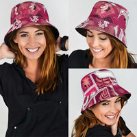 Hawaii Japanese Culture Pink Bucket Hat Spring Cranes Aloha Pattern LT01 - Polynesian Pride