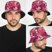 Hawaii Japanese Culture Pink Bucket Hat Spring Cranes Aloha Pattern LT01 - Polynesian Pride