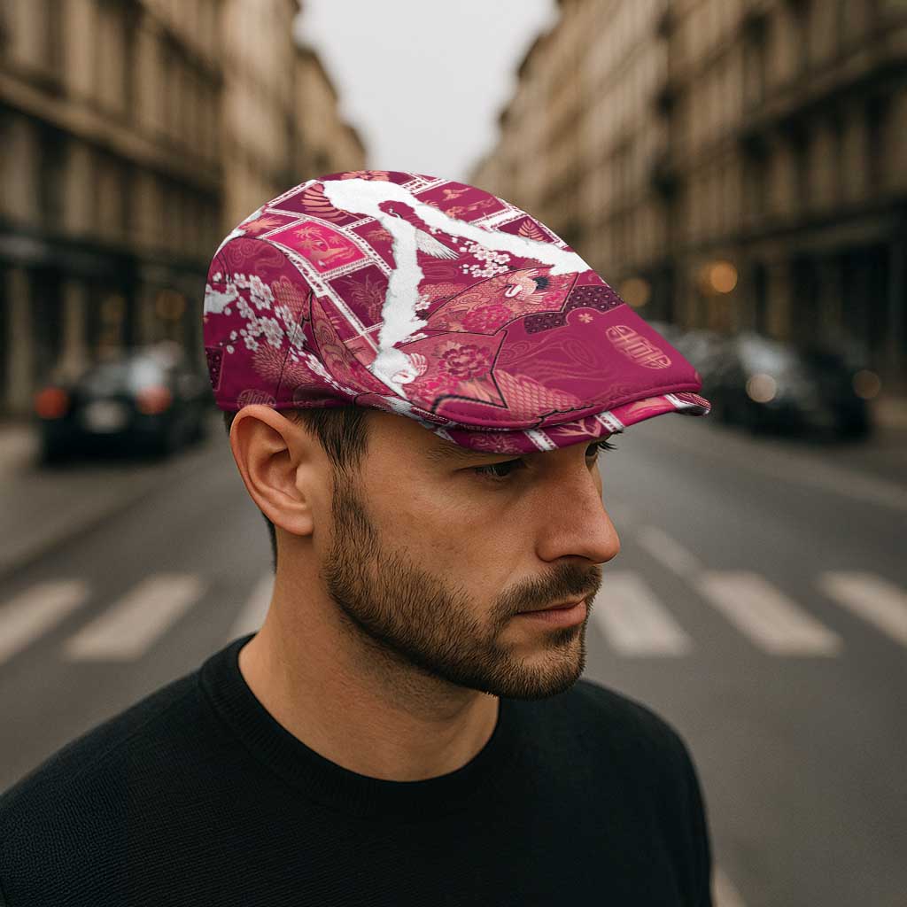 Hawaii Japanese Culture Pink Jeff Hat Spring Cranes Aloha Pattern LT01 - Polynesian Pride