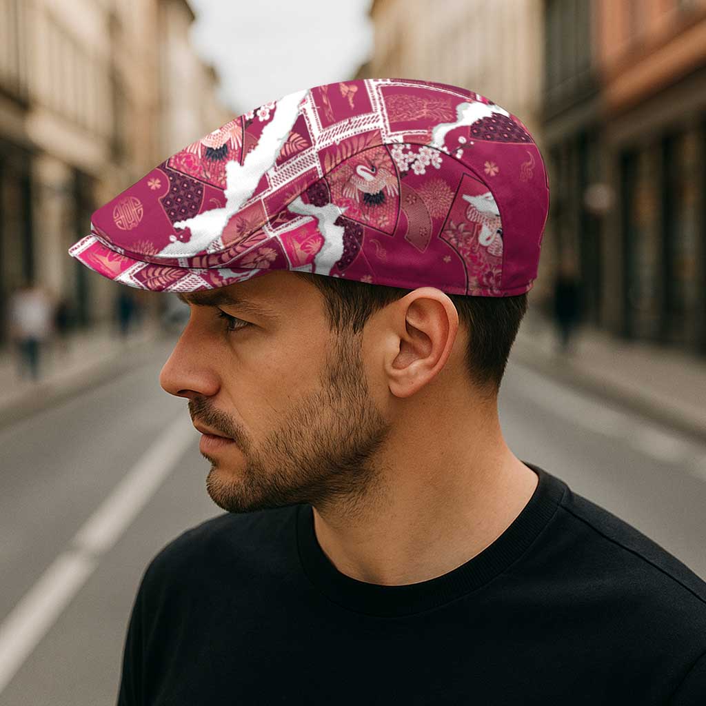 Hawaii Japanese Culture Pink Jeff Hat Spring Cranes Aloha Pattern LT01 - Polynesian Pride