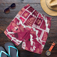 Hawaii Japanese Culture Pink Shorts for Men Spring Cranes Aloha Pattern LT01 Pink - Polynesian Pride
