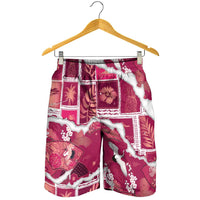 Hawaii Japanese Culture Pink Shorts for Men Spring Cranes Aloha Pattern LT01 - Polynesian Pride