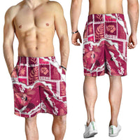 Hawaii Japanese Culture Pink Shorts for Men Spring Cranes Aloha Pattern LT01 - Polynesian Pride