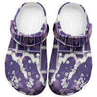 Hawaii Japanese Culture Purple Clogs Shoes Spring Cranes Aloha Pattern LT01 Purple - Polynesian Pride