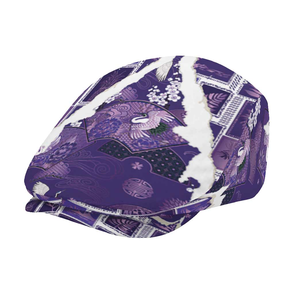 Hawaii Japanese Culture Purple Jeff Hat Spring Cranes Aloha Pattern LT01 - Polynesian Pride