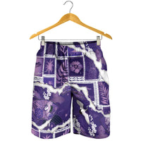 Hawaii Japanese Culture Purple Shorts for Men Spring Cranes Aloha Pattern LT01 - Polynesian Pride