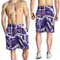 Hawaii Japanese Culture Purple Shorts for Men Spring Cranes Aloha Pattern LT01 - Polynesian Pride