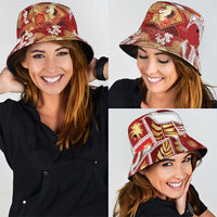 Hawaii Japanese Culture Red Bucket Hat Spring Cranes Aloha Pattern LT01 - Polynesian Pride