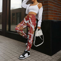 Hawaii Japanese Culture Red Jogger Pants Spring Cranes Aloha Pattern LT01 - Polynesian Pride