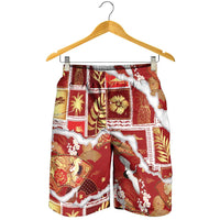 Hawaii Japanese Culture Red Shorts for Men Spring Cranes Aloha Pattern LT01 - Polynesian Pride