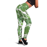 Hawaii Japanese Culture Sage Green Leggings Spring Cranes Aloha Pattern LT01 - Polynesian Pride