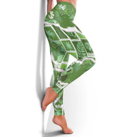 Hawaii Japanese Culture Sage Green Leggings Spring Cranes Aloha Pattern LT01 - Polynesian Pride