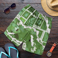 Hawaii Japanese Culture Sage Green Shorts for Men Spring Cranes Aloha Pattern LT01 Sage - Polynesian Pride