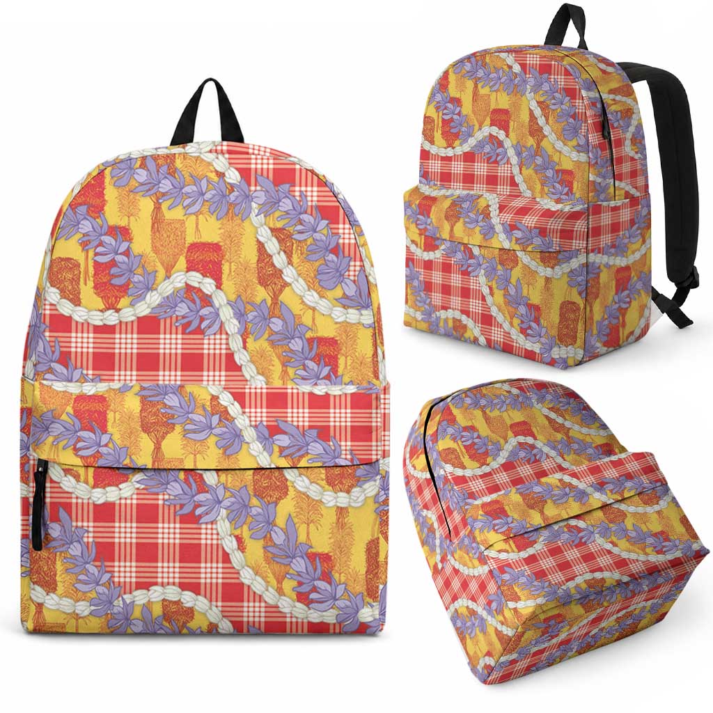 Hawaii Kahili Palaka Motifs Backpack Hawaiian Honohono Pikake Lei LT14 - Polynesian Pride
