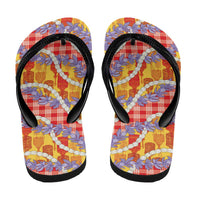 Hawaii Kahili Palaka Motifs Flip Flops Hawaiian Honohono Pikake Lei LT14 - Polynesian Pride