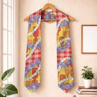 Hawaii Kahili Palaka Motifs Graduation Stole Hawaiian Honohono Pikake Lei LT14 One Size Red - Polynesian Pride