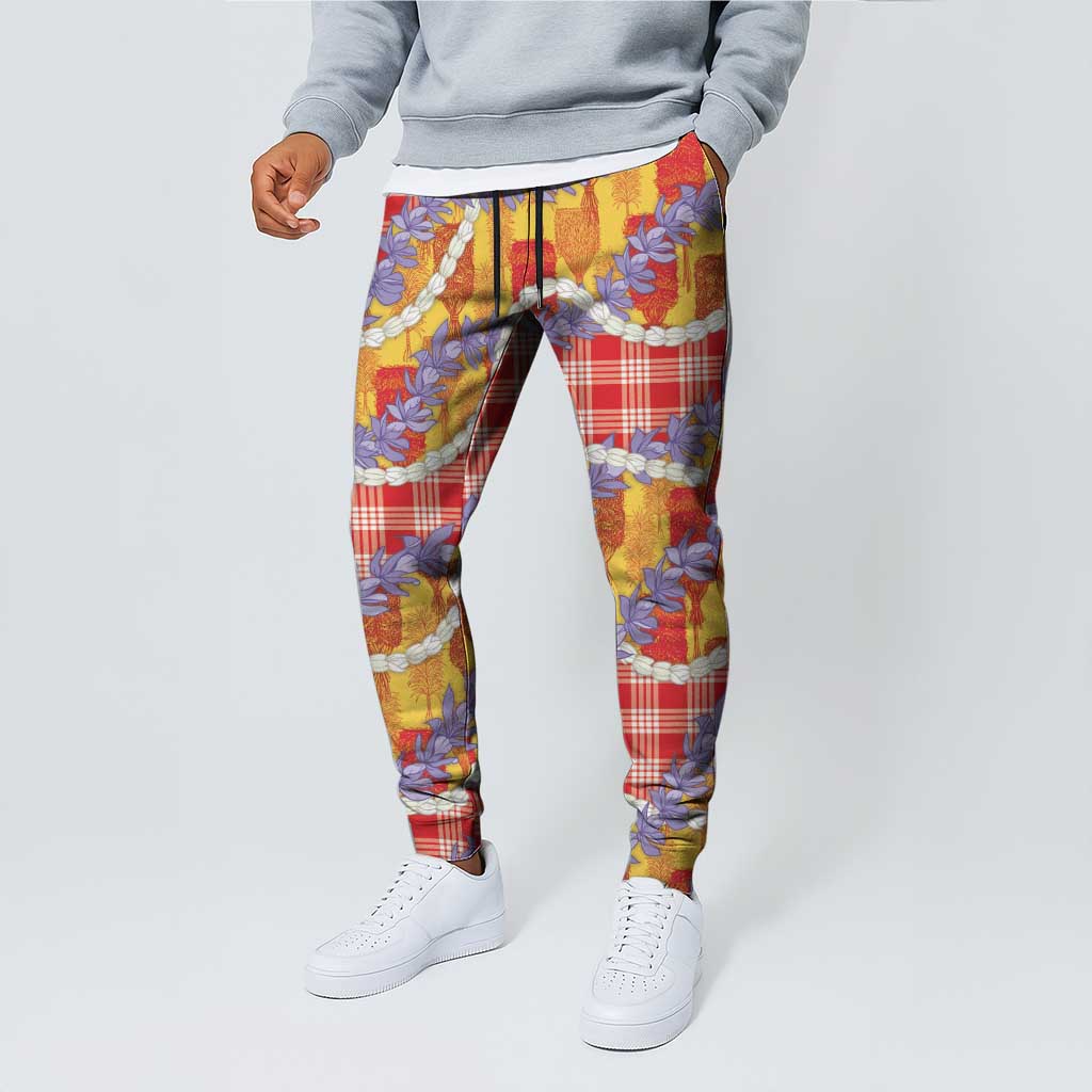 Hawaii Kahili Palaka Motifs Jogger Pants Hawaiian Honohono Pikake Lei LT14 - Polynesian Pride