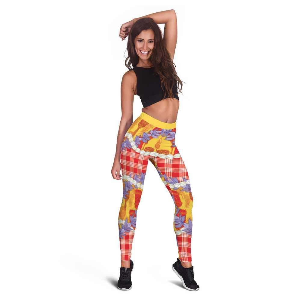 Hawaii Kahili Palaka Motifs Leggings Hawaiian Honohono Pikake Lei LT14 - Polynesian Pride