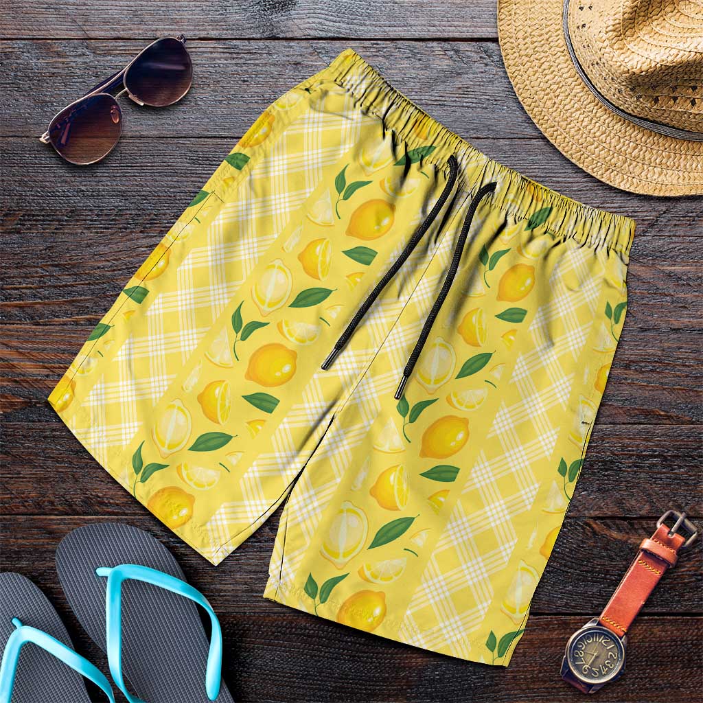 Hawaii Lemon Palaka Shorts for Men Striped Stylized LT01 Yellow - Polynesian Pride