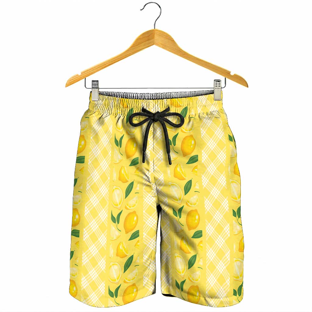 Hawaii Lemon Palaka Shorts for Men Striped Stylized LT01 - Polynesian Pride