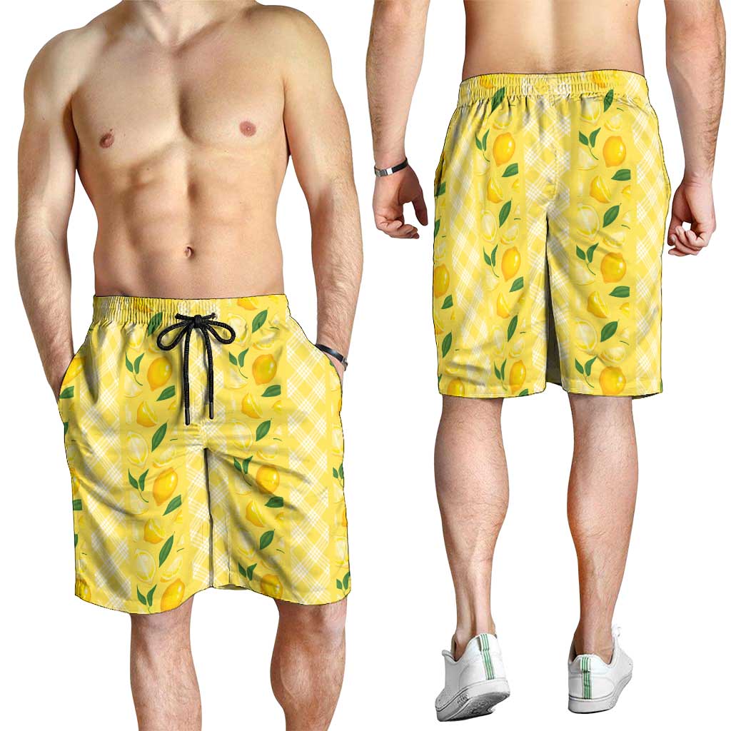 Hawaii Lemon Palaka Shorts for Men Striped Stylized LT01 - Polynesian Pride