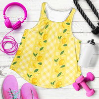 Hawaii Lemon Palaka Women Racerback Tank Striped Stylized LT01 Yellow - Polynesian Pride